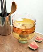 Colorful Borosilicate Glass Dessert Bowl with Teaspoon, Ø 10.7 x H 6 cm