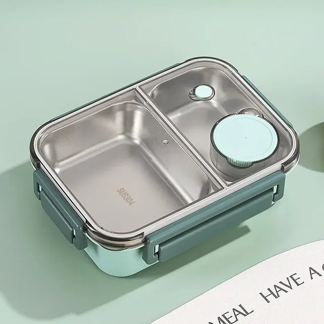 Insulated Stainless Steel Bento Lunch Box, Stackable, 18 × 12 × 12 cm