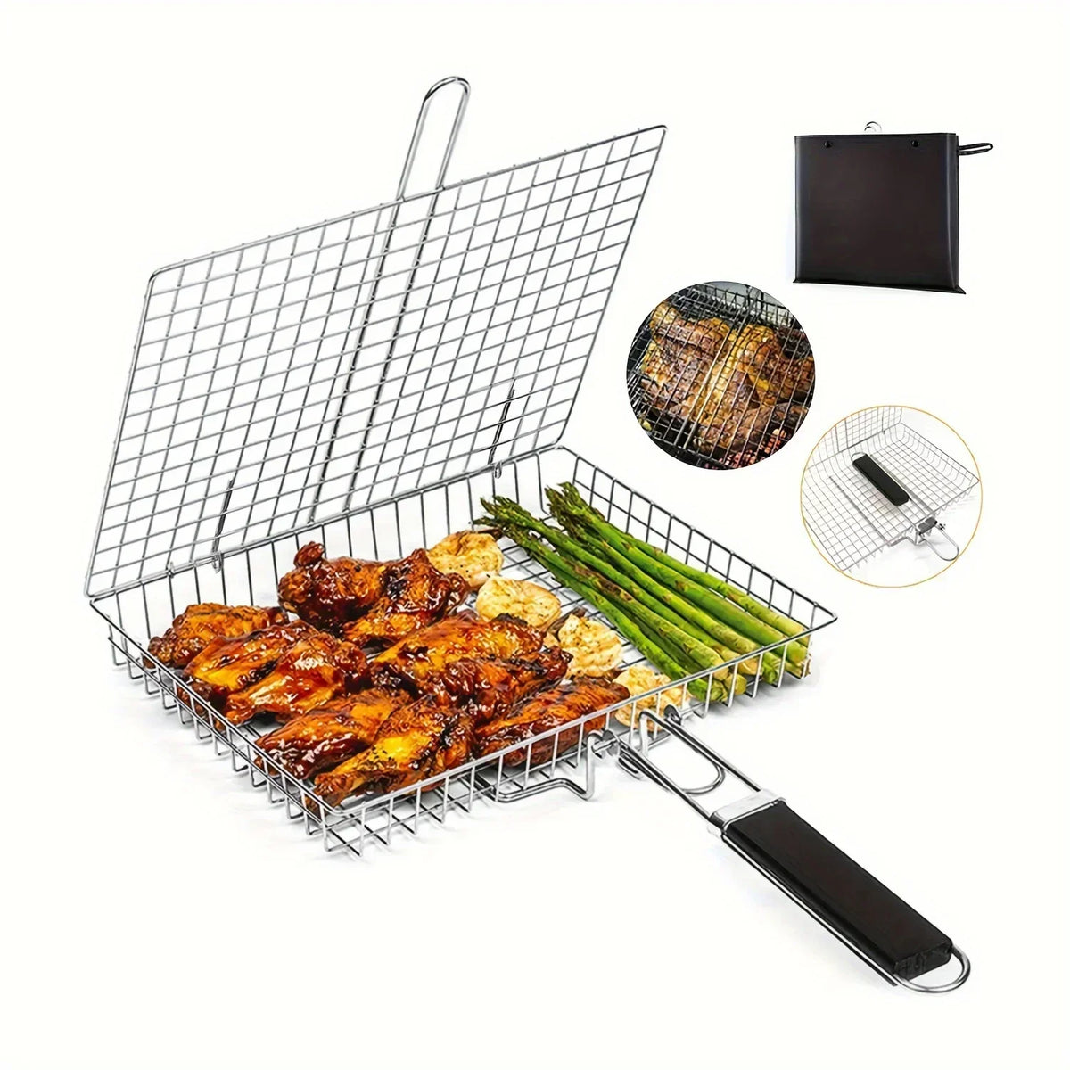 Collapsible Non-Stick Grill Basket for Meat, Fish & Vegetables