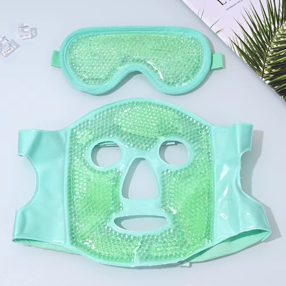 Reusable Hot and Cold Full-Face Gel Bead Therapy Mask with Eye Compress