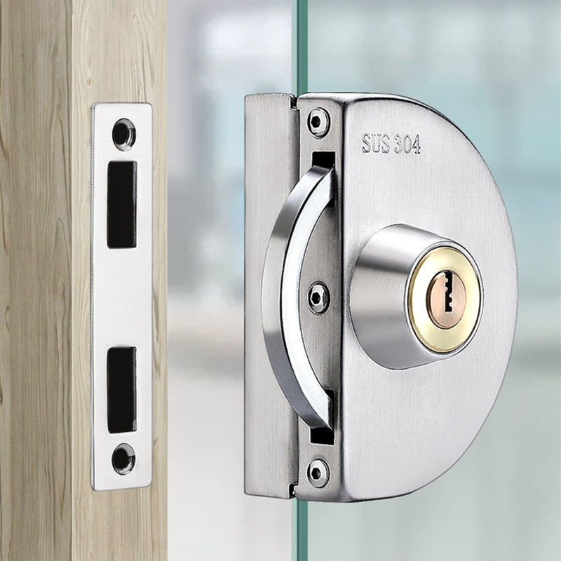 Sliding Glass Door Lock, Stainless Steel, 10–14 mm Glass