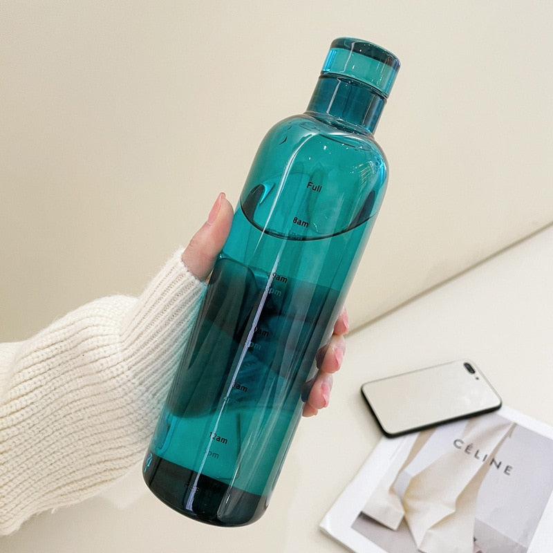 Glass Water Bottle with Printed Time Scale, 500 ml or 750 ml