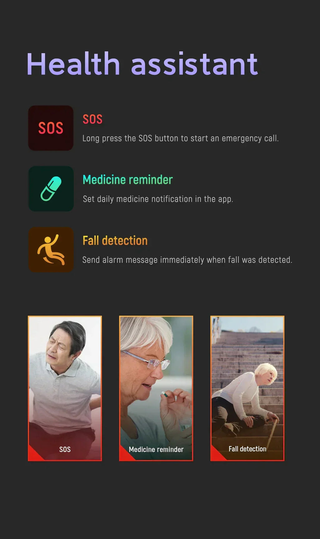 Senior Safety Smartwatch with Fall Detection, 4G, GPS and IP67