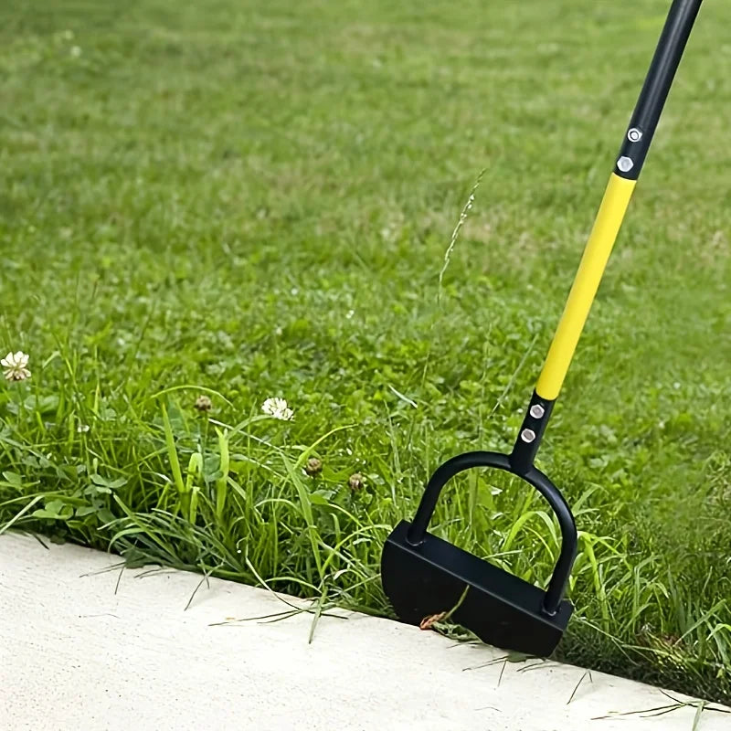 Manual Lawn Edger with Serrated Crescent Steel Blade and Footrest