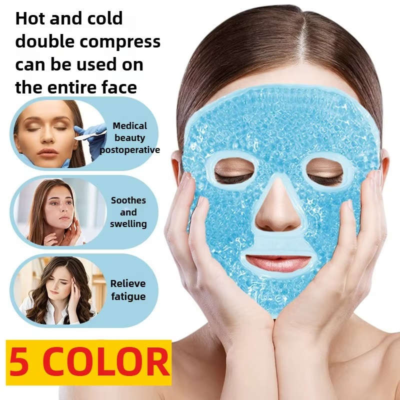 Reusable Hot and Cold Full-Face Gel Bead Therapy Mask with Eye Compress