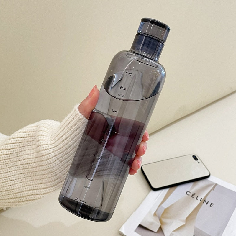 Glass Water Bottle with Printed Time Scale, 500 ml or 750 ml