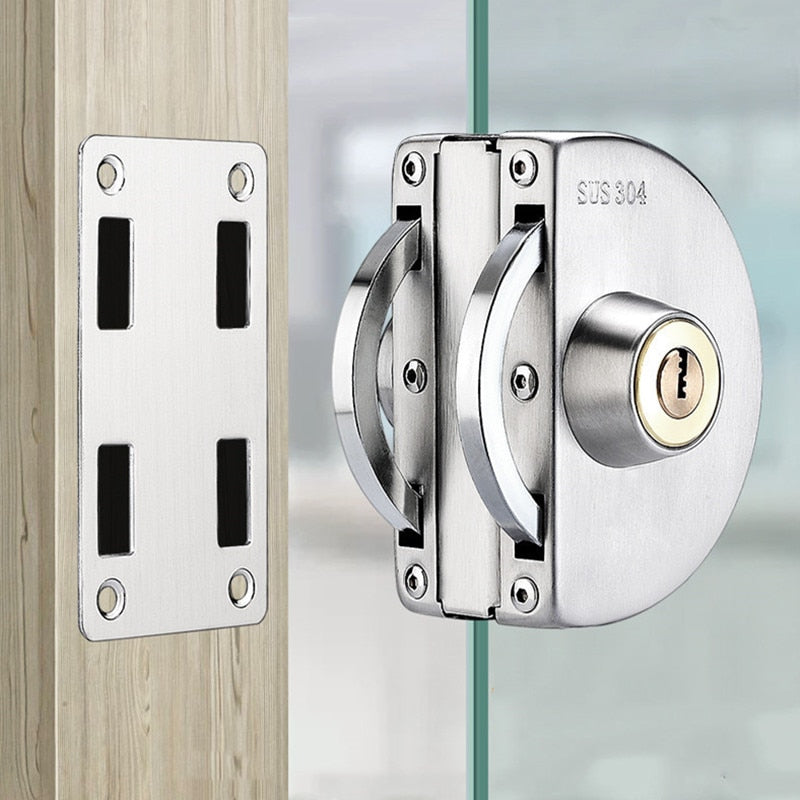 Sliding Glass Door Lock, Stainless Steel, 10–14 mm Glass