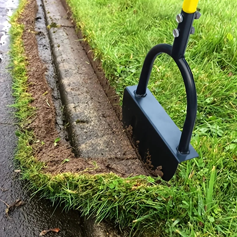 Manual Lawn Edger with Serrated Crescent Steel Blade and Footrest