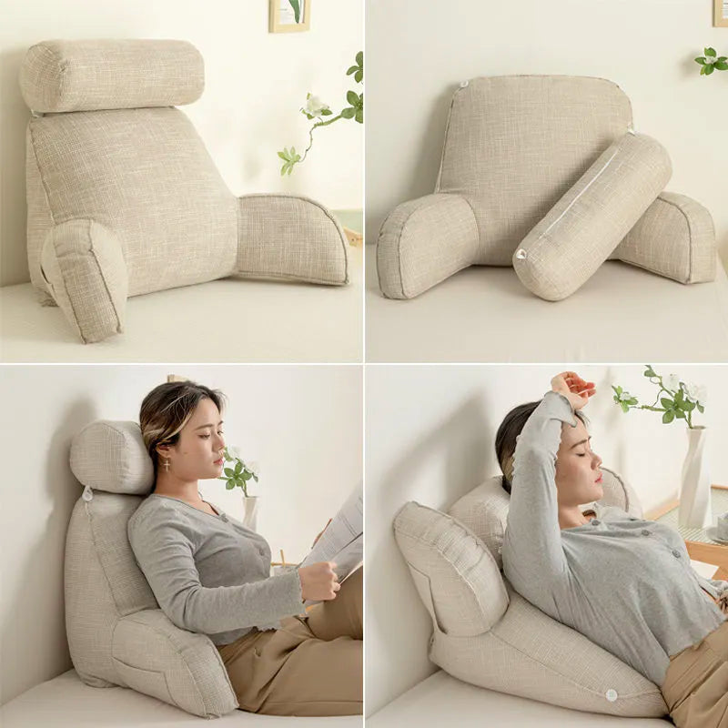 Ergonomic Back Cushion with Adjustable Headrest and Armrests