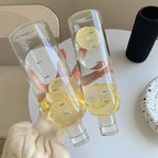 Glass Water Bottle with Printed Time Scale, 500 ml or 750 ml