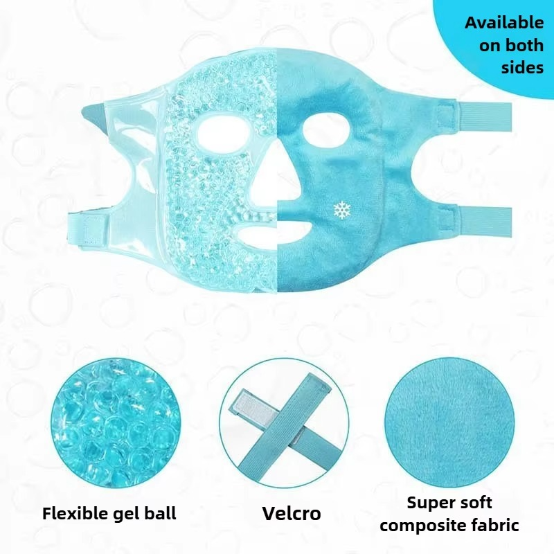 Reusable Hot and Cold Full-Face Gel Bead Therapy Mask with Eye Compress