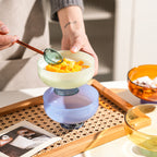 Colorful Borosilicate Glass Dessert Bowl with Teaspoon, Ø 10.7 x H 6 cm