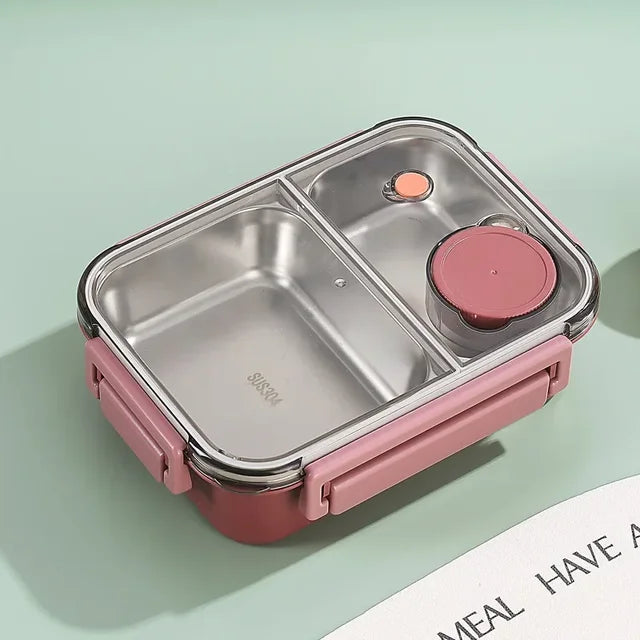 Insulated Stainless Steel Bento Lunch Box, Stackable, 18 × 12 × 12 cm