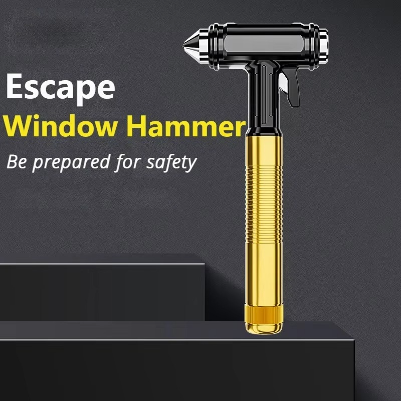 All-Metal Car Safety Hammer with Seat Belt Cutter, 5.9 x 1.8 x 1 in