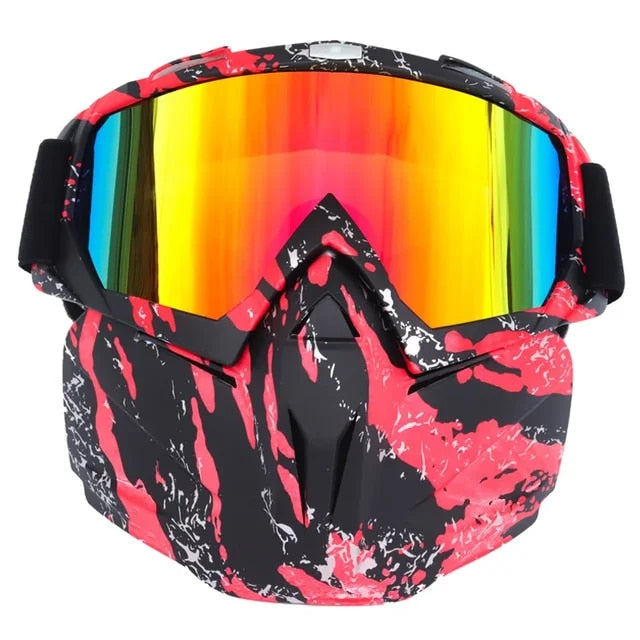 2-in-1 Ski Goggles and Mask with TPU Frame, PC Lens and Adjustable Strap