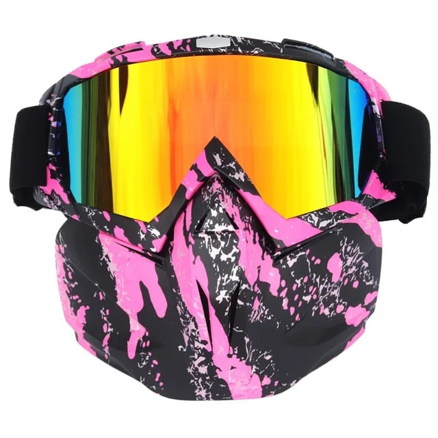 2-in-1 Ski Goggles and Mask with TPU Frame, PC Lens and Adjustable Strap