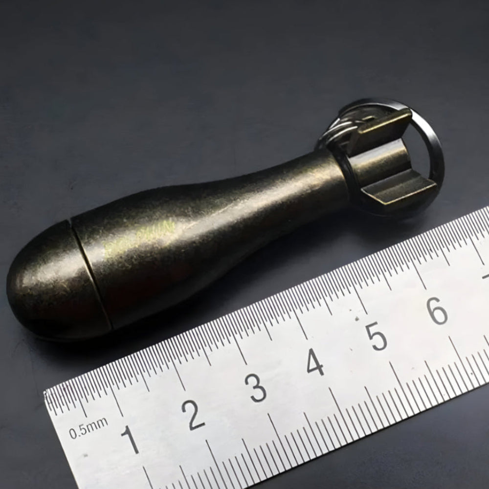 Flint Fire Starter Keychain with Bottle Opener, Alloy Casing, 7 cm