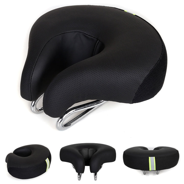 Noseless Mountain Bike Saddle with Thick Soft Padding, 20 x 18cm, Black