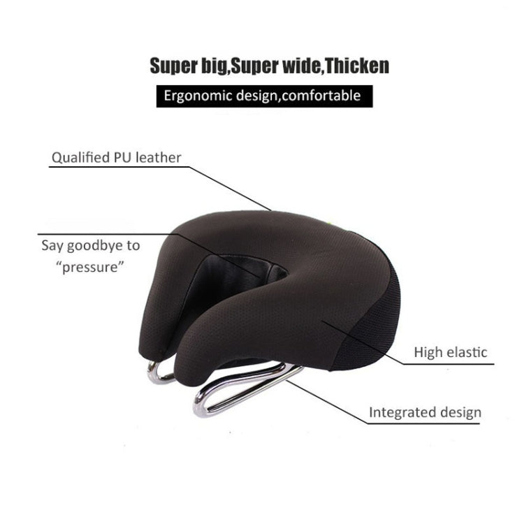 Noseless Mountain Bike Saddle with Thick Soft Padding, 20 x 18cm, Black