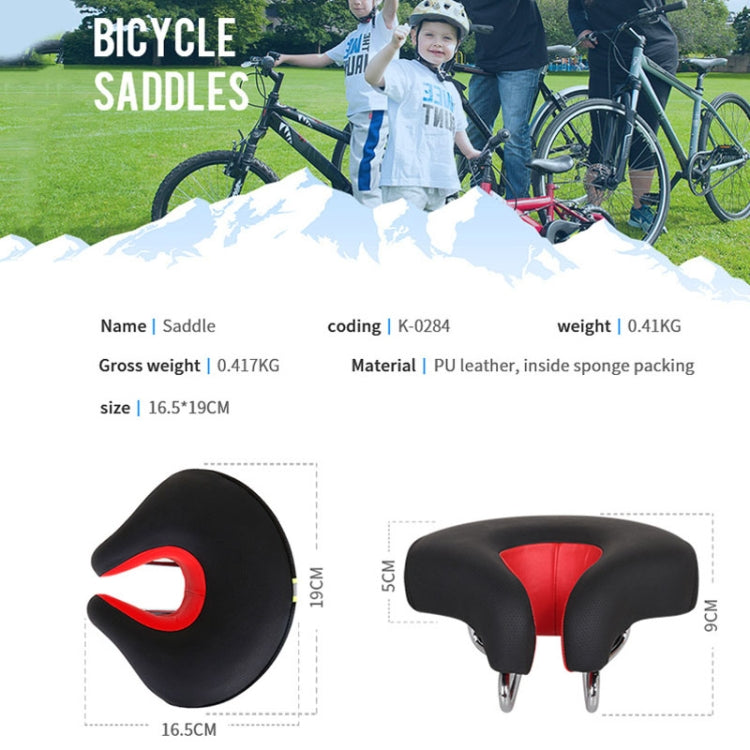 Noseless Mountain Bike Saddle with Thick Soft Padding, 20 x 18cm, Black