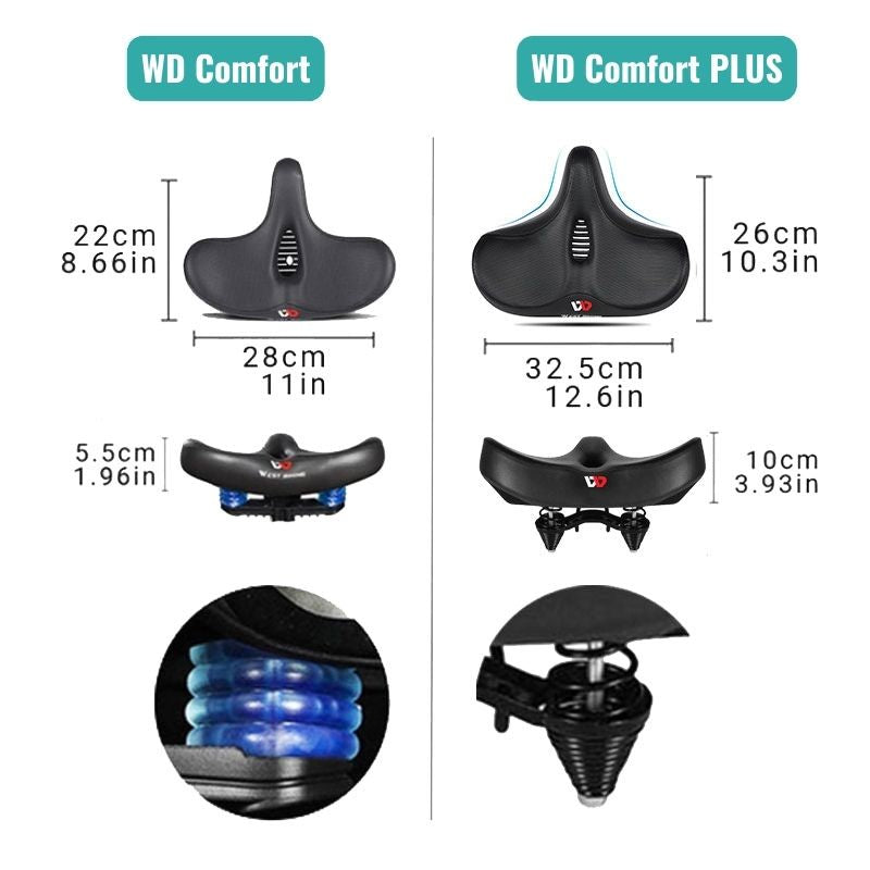 Extra Wide Breathable Ergonomic Bicycle Saddle, 8.5 x 11 in or 10.2 x 12.8 in