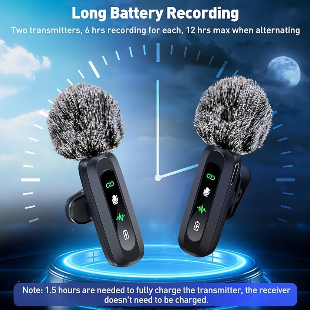 Wireless Clip Microphone with USB-C for Phones, Tablets & Cameras