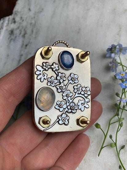 Mini Flower Press, 35 × 50 mm, Silver Sheet and Brass Details