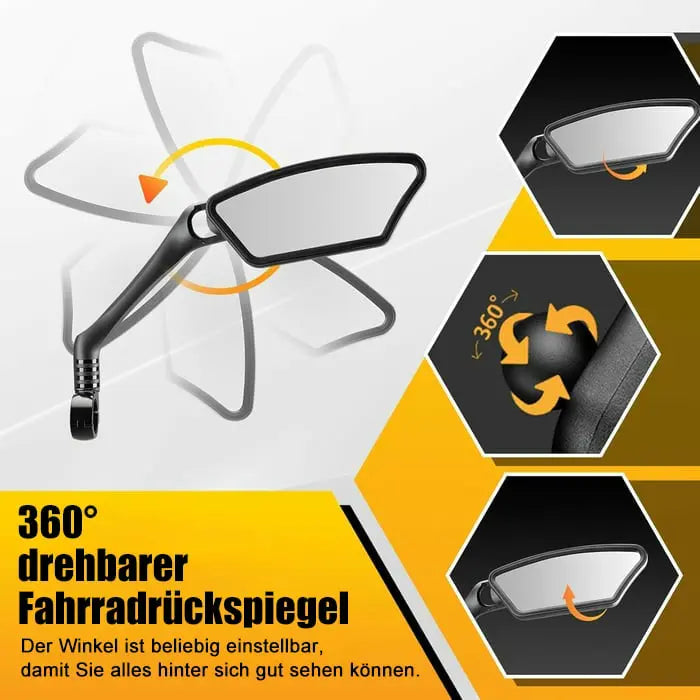Adjustable Bicycle Mirror, Stainless Steel Mirror, 360° Rotating, view 2