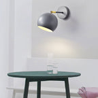Adjustable Matte Metal Globe Wall Lamp with Brass Pivot Arm | Thrascher