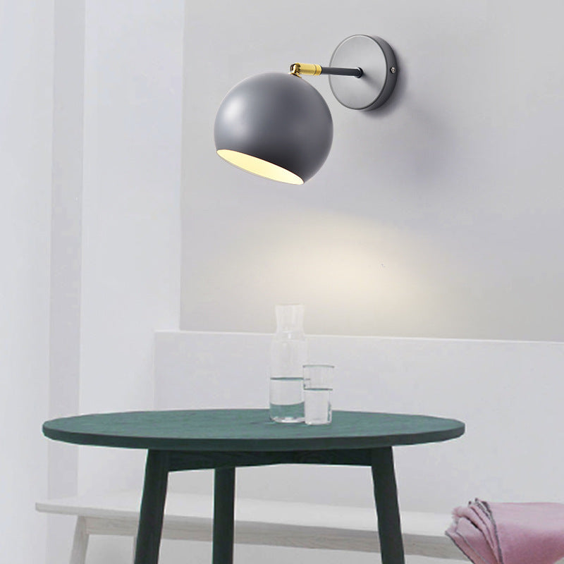 Adjustable Matte Metal Globe Wall Lamp with Brass Pivot Arm | Thrascher