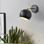Adjustable Matte Metal Globe Wall Lamp with Brass Pivot Arm | Thrascher