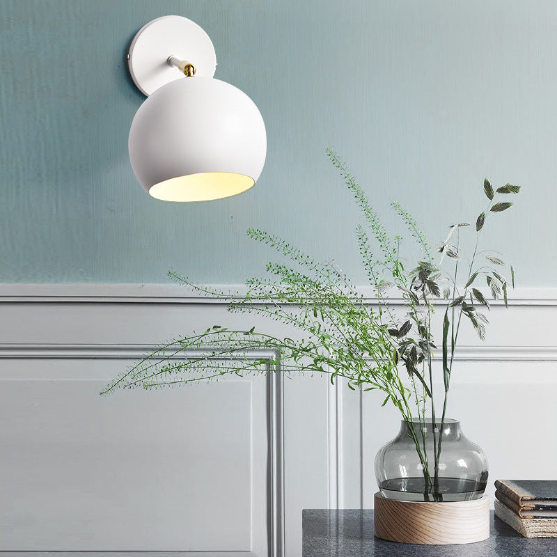 Adjustable Matte Metal Globe Wall Lamp with Brass Pivot Arm | Thrascher
