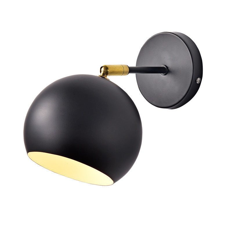 Adjustable Matte Metal Globe Wall Lamp with Brass Pivot Arm | Thrascher