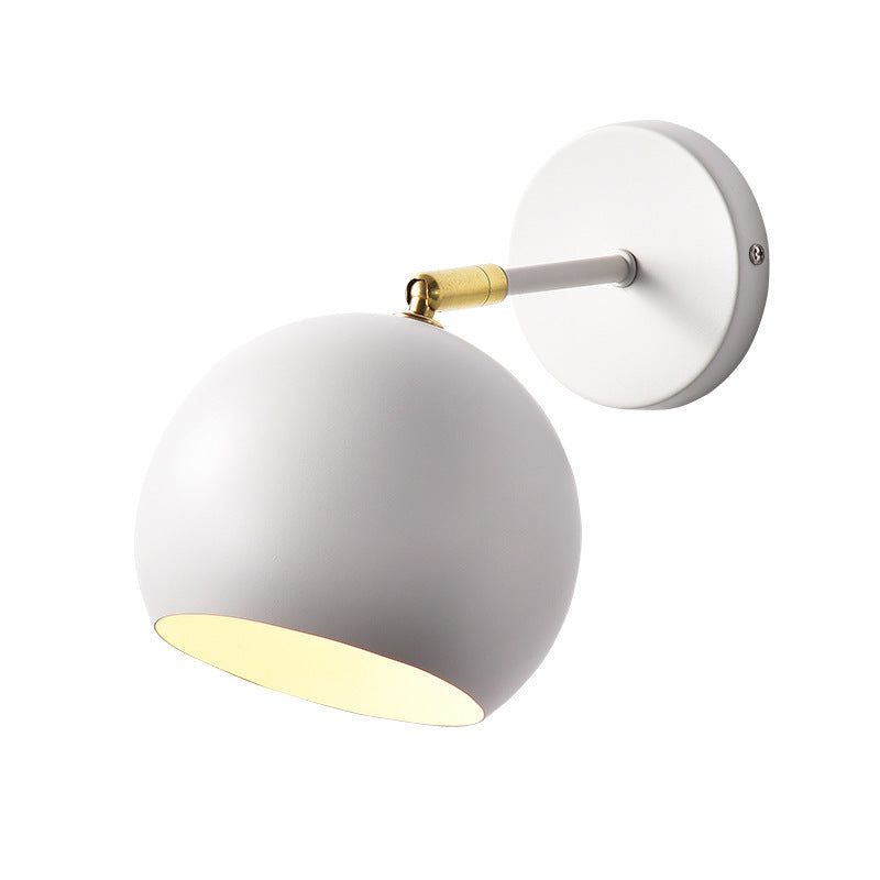Adjustable Matte Metal Globe Wall Lamp with Brass Pivot Arm | Thrascher