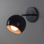 Adjustable Matte Metal Globe Wall Lamp with Brass Pivot Arm | Thrascher