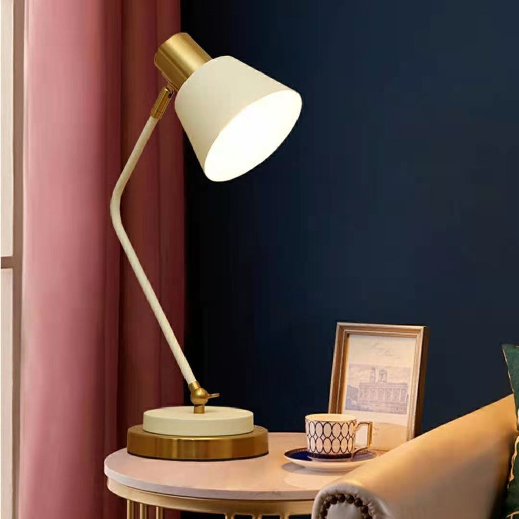 Adjustable Metal Desk Lamp with Swivel Arm and Brass Accents | Thrascher