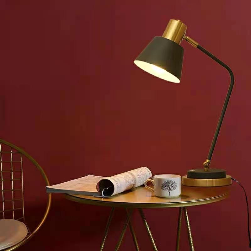 Adjustable Metal Desk Lamp with Swivel Arm and Brass Accents | Thrascher