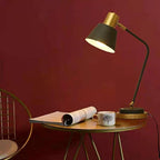 Adjustable Metal Desk Lamp with Swivel Arm and Brass Accents | Thrascher