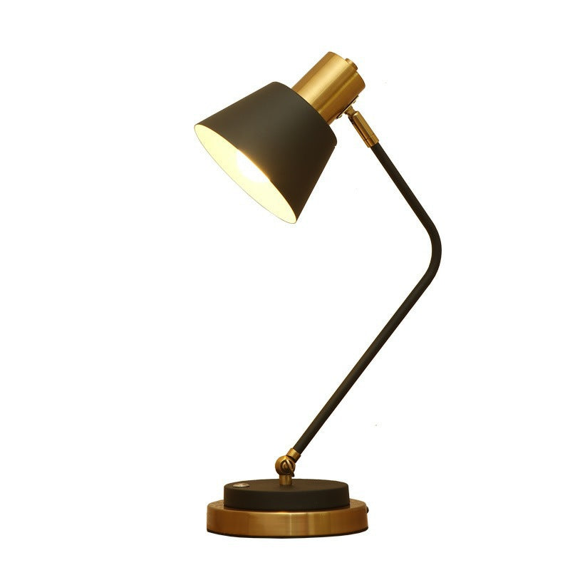 Adjustable Metal Desk Lamp with Swivel Arm and Brass Accents | Thrascher