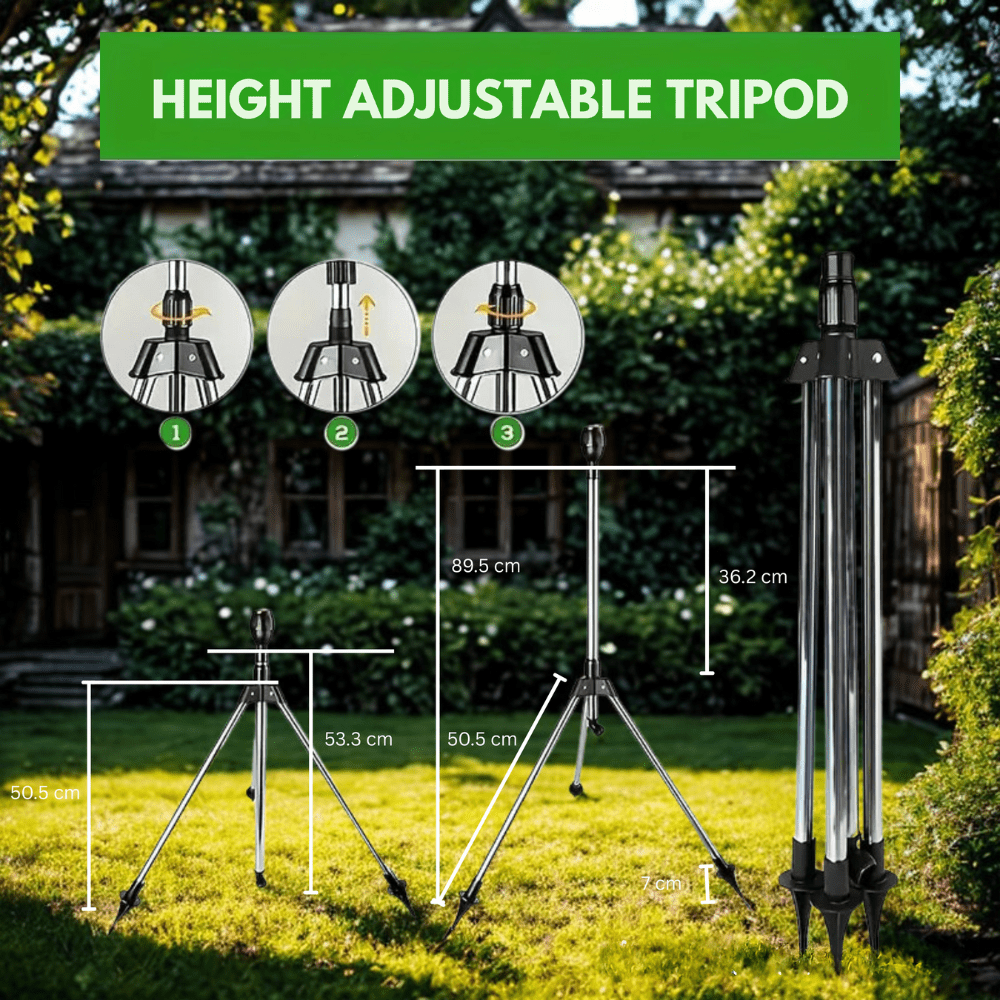 Adjustable Rotating Irrigation Sprinkler, Stainless Steel, 360°, view 2