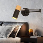 Adjustable Swivel Arm Wall Spotlight with Wood Accent | Thrascher