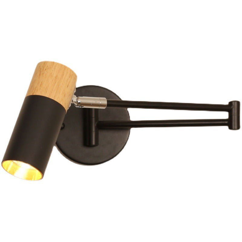 Adjustable Swivel Arm Wall Spotlight with Wood Accent | Thrascher