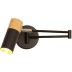 Adjustable Swivel Arm Wall Spotlight with Wood Accent | Thrascher