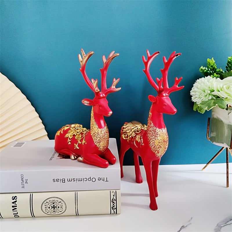 Artful Decorative Figure of a Magnificent Deer with Floral Details | Thrascher