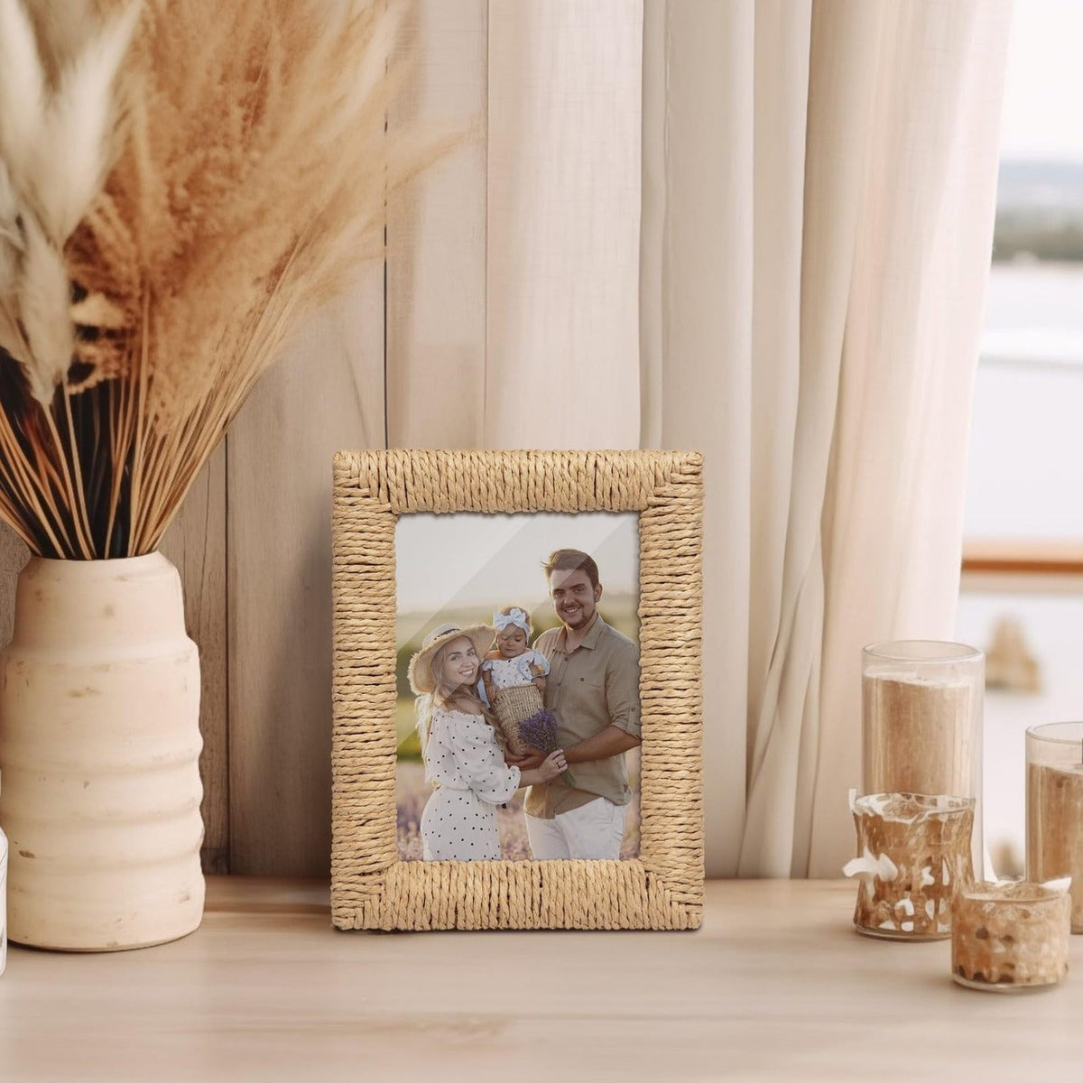 Artful Picture Frame made of Woven Natural Material | Thrascher