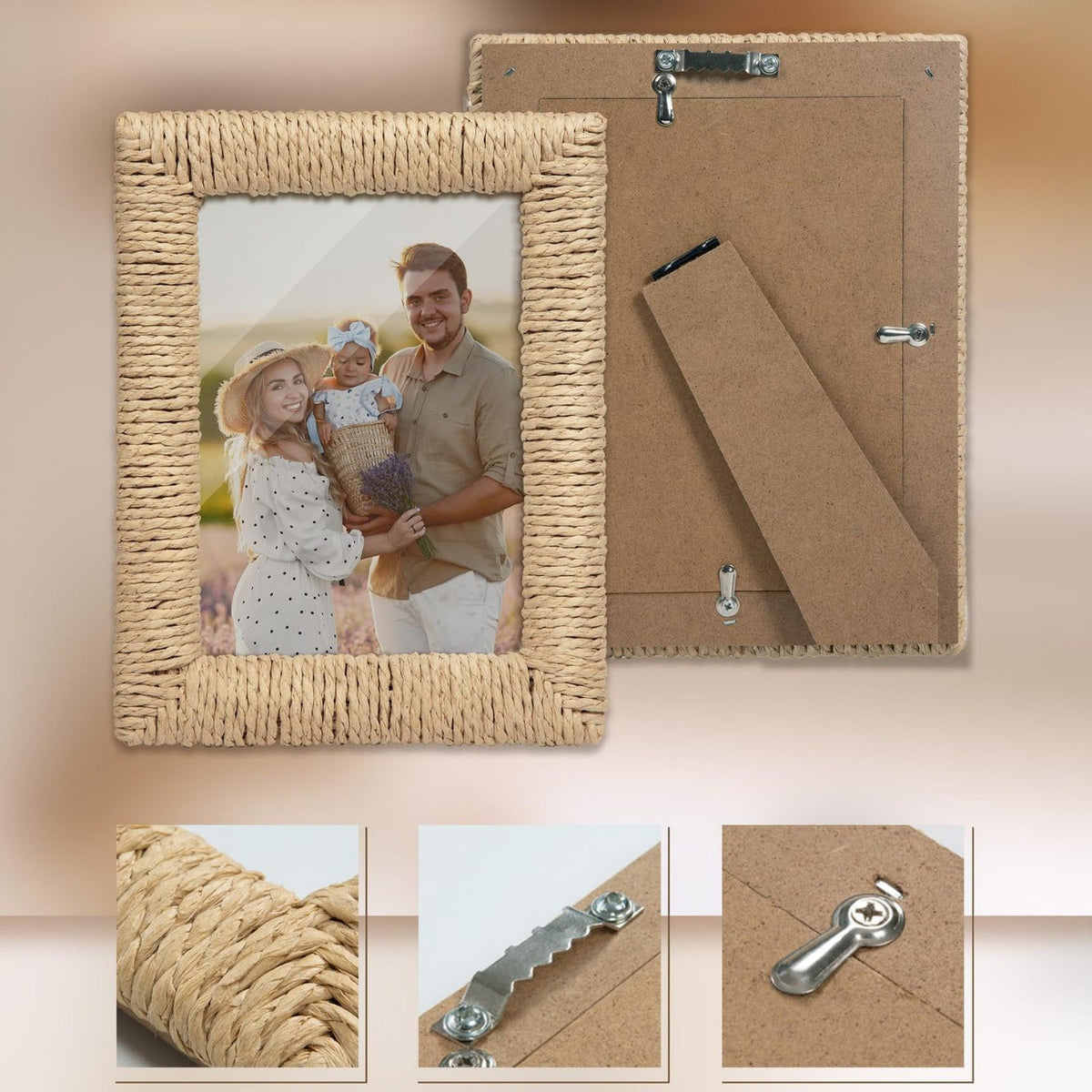 Artful Picture Frame made of Woven Natural Material | Thrascher
