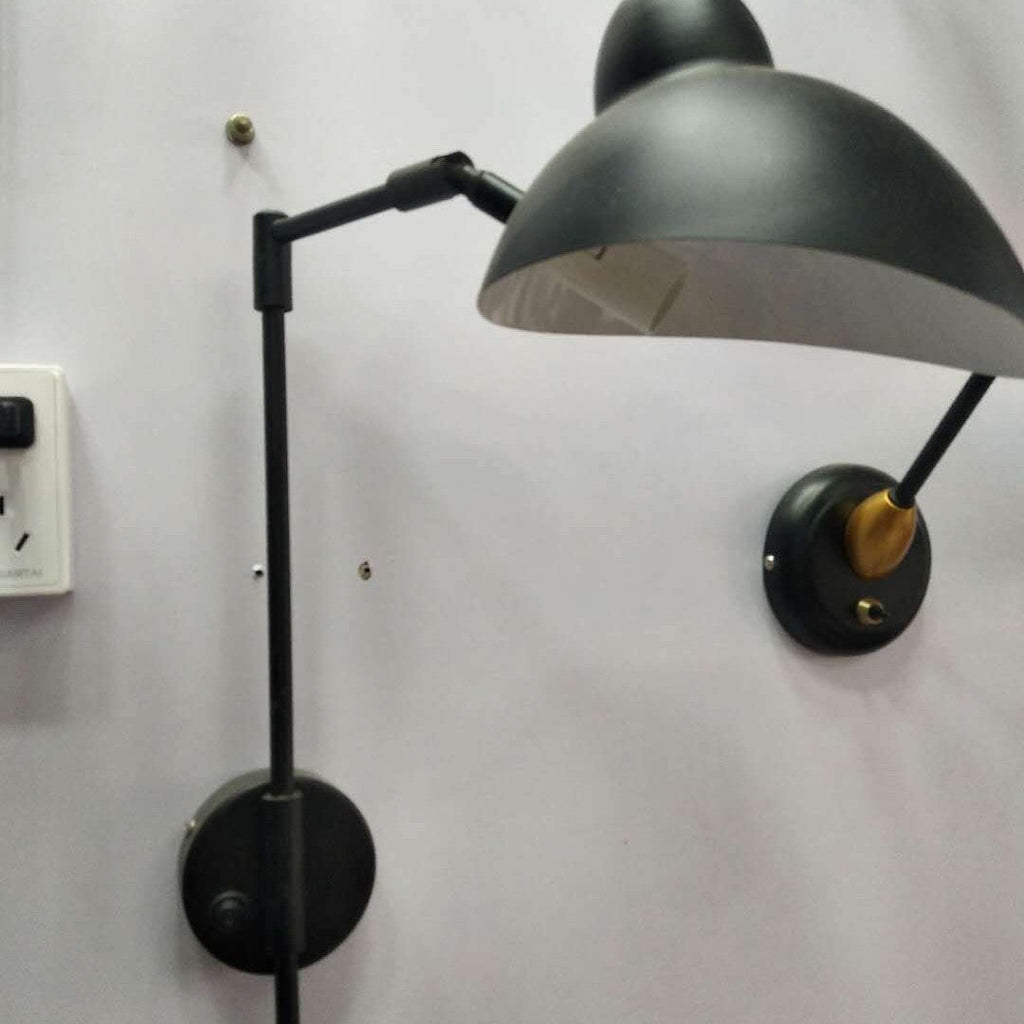 Articulated Wall Lamp with Curved Arm and Adjustable Bell Shade | Thrascher