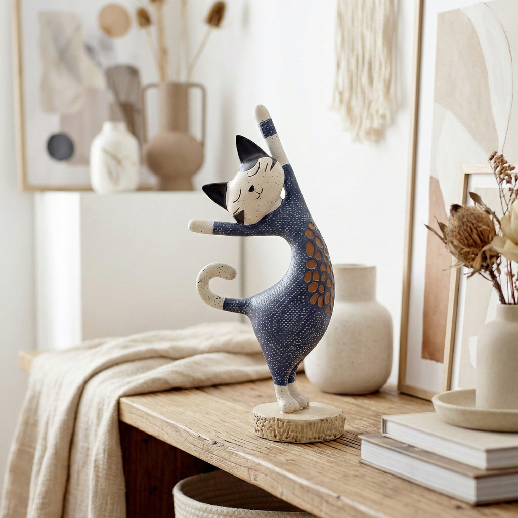 Artistic Cat Figurine in Vibrant Design | Thrascher