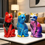Artistic Cat Figurine in Vibrant Design | Thrascher