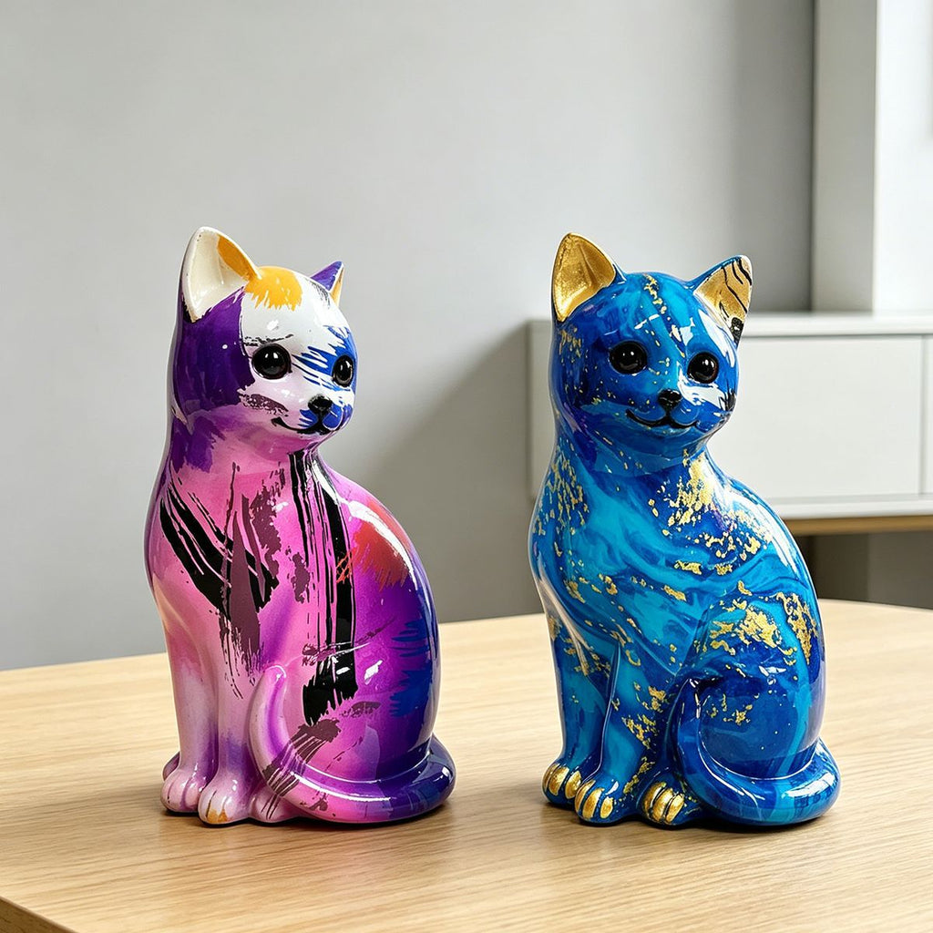 Artistic Cat Figurine in Vibrant Design | Thrascher